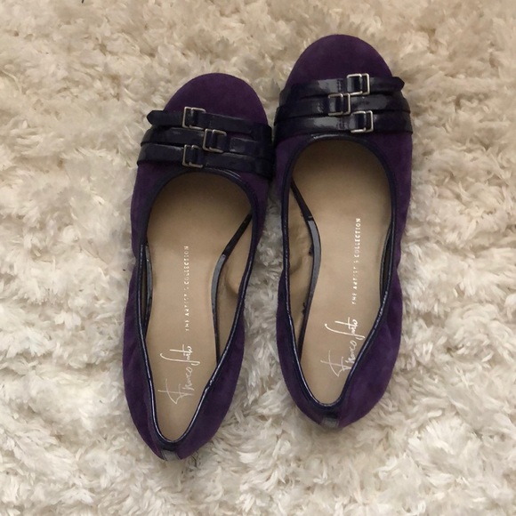 dark purple flat shoes